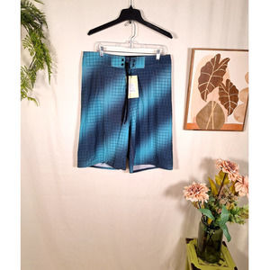 Clothin Men's Beach Shorts Trunks Teal with Black Large New